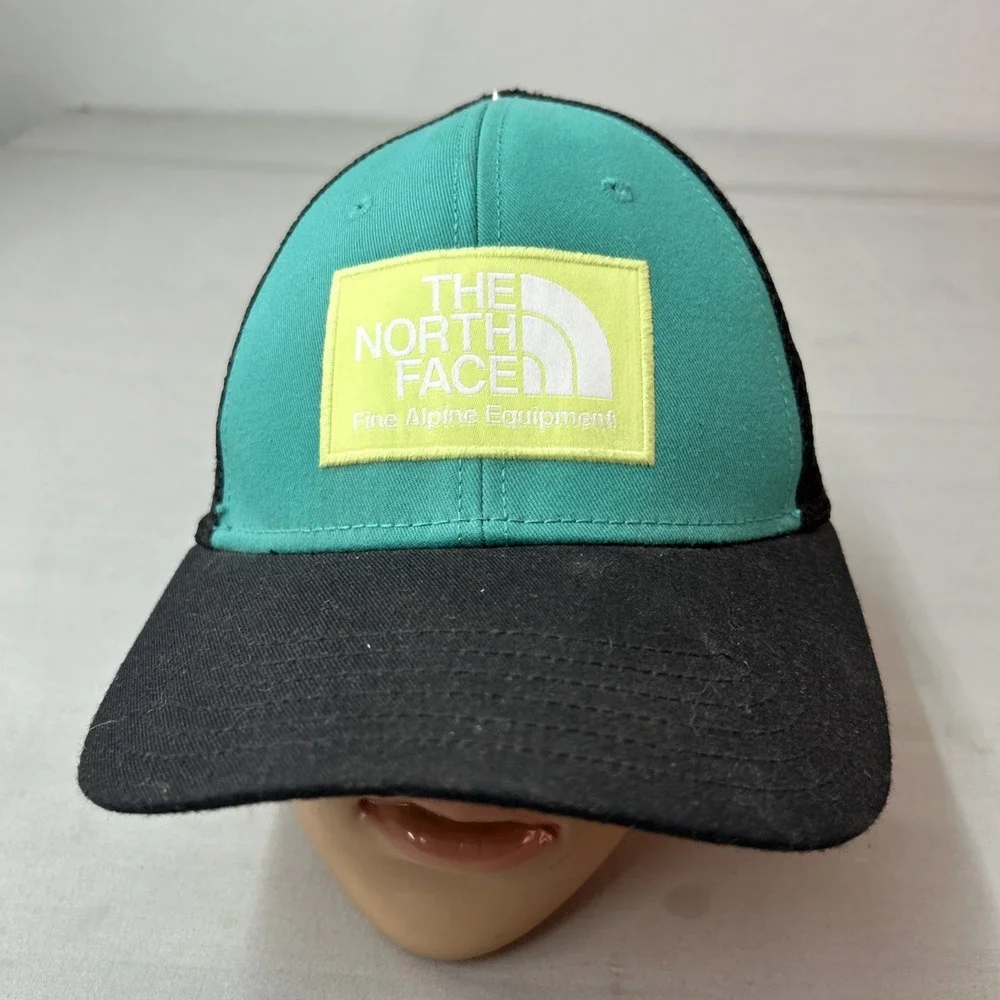 The North Face Mens Mudder Trucker Hat Green Teal Patch Logo Snapback Cap OS